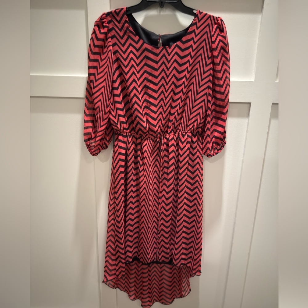 Pink and Black Chevron Dress